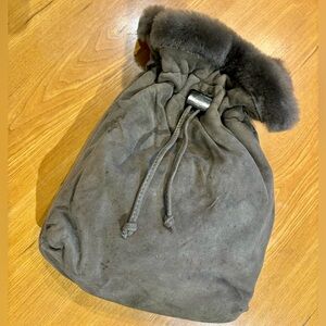 Mark Cross Suede Leather Pouch Clutch Bag